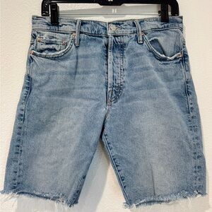 Mother High Rise Button Fly Denim Trickster Raw Hem Shorts Cut Off Women Sz 28